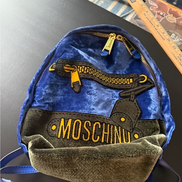 Moschino Navy and Black Velvet Mini Backpack main image 10